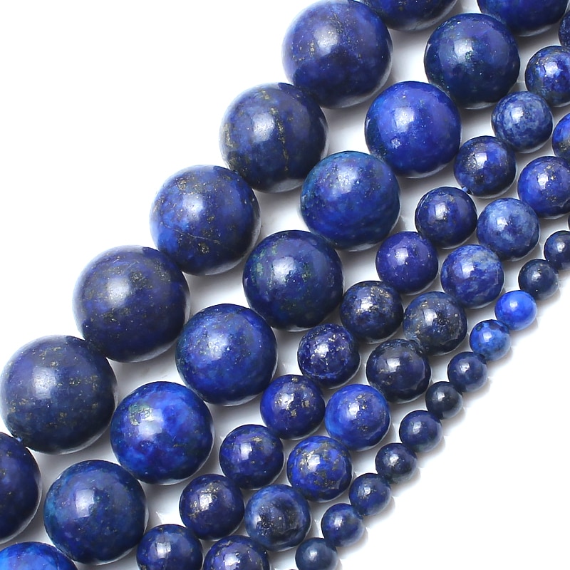 Natural Blue Lapis Lazuli Beads 4/6/8/10/12mm Round Loose Stone Beads for Jewelry Making DIY Earrings Bracelet Necklace 15 inch