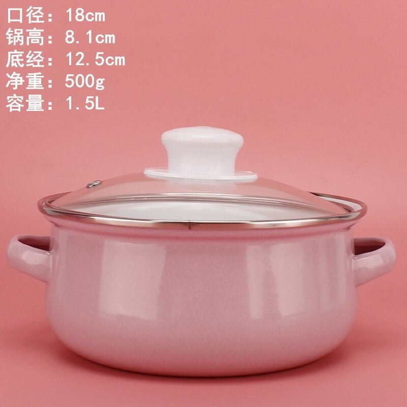 Pink Kitchen Soup Pot Cooking Food Prefered Small Ramen Stock Pot Noodle Cute Glass Lid Pote Mantimentos Pot Groceries OB50DG: 18cm Style 1