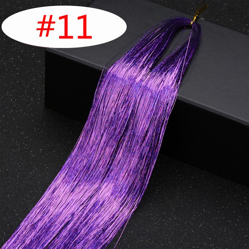 2 st/lot flerfärgat löshår glitter glitter highlights syntetiskt hårförlängning för hårflätningstillbehör: 11