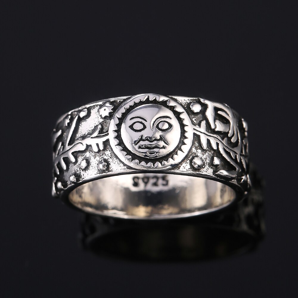 Huitan vintage metalstil par fingerringe solmåne stjerne blade mønster antik hverdag slid kvinder ringe retro smykker