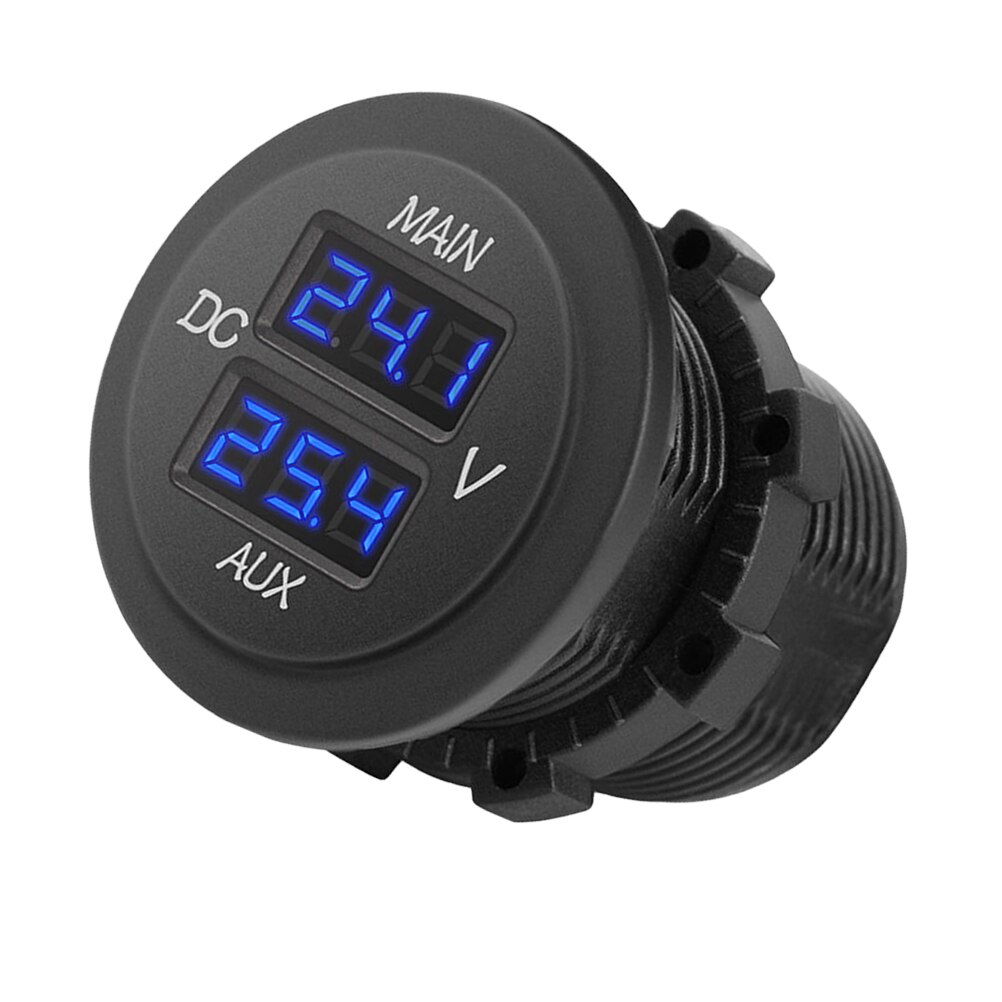 Voltímetro LED Digital principal AUX de 12V y 24V, pantalla Dual, indicador de voltaje, Panel de Monitor de batería para coche, barco y motocicleta
