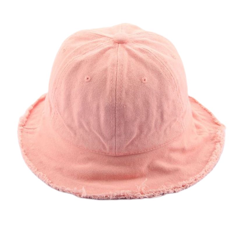 Chapeau en coton pour enfants en bas âge | Chapeau de seau floqué, couleur unie, Vintage, glands délavés à franges, large bord, Hip Hop enfant, chapeau de pêcheur: Rose
