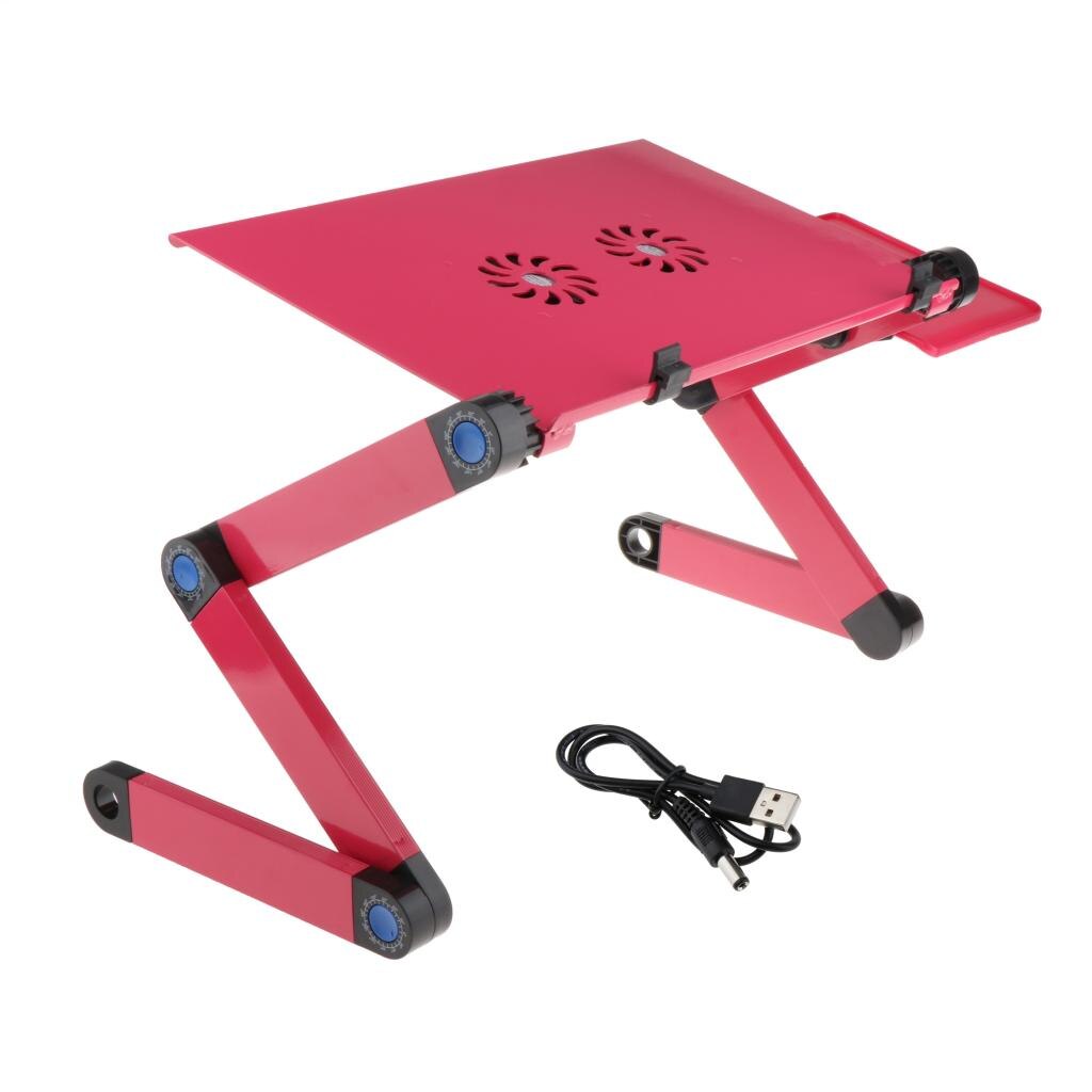 Adjustable Laptop Stand Foldable Aluminum Laptop Stand Desk Cooling Fan Computer Laptop Office Lazy Table Stand Desk Stand: Red 2