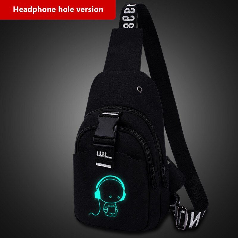 Multifunctionele Mannen Crossbody Tassen USB Opladen Borst Pakken Korte Trip Lichtgevende Borst tas Jonge mannen schoudertas: Chest bag