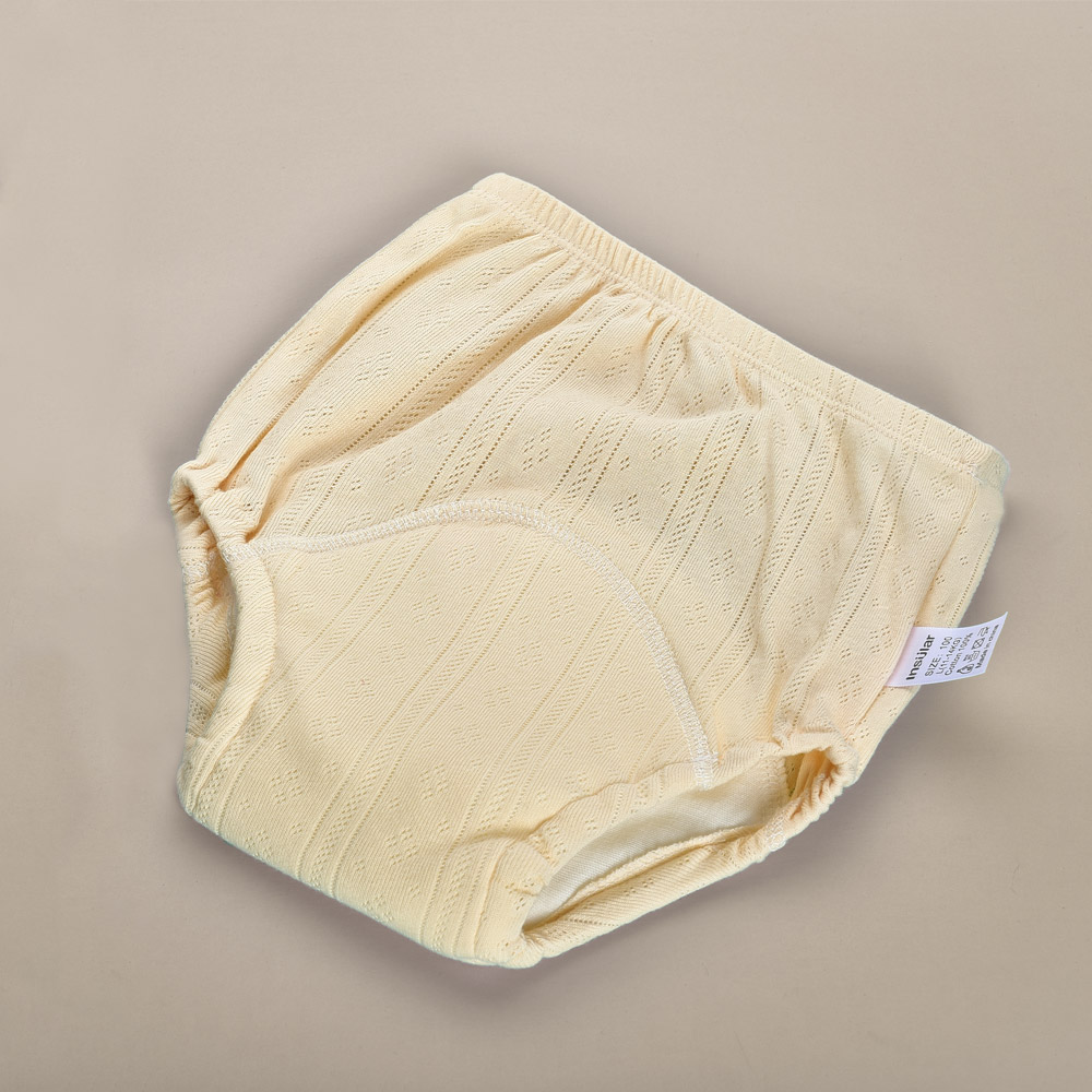 Insular Breathable Reusable Nappies Baby Cloth Diapers Washable Infants Children Baby Cotton Mesh Training Pants Nappy Panties: Yellow / L