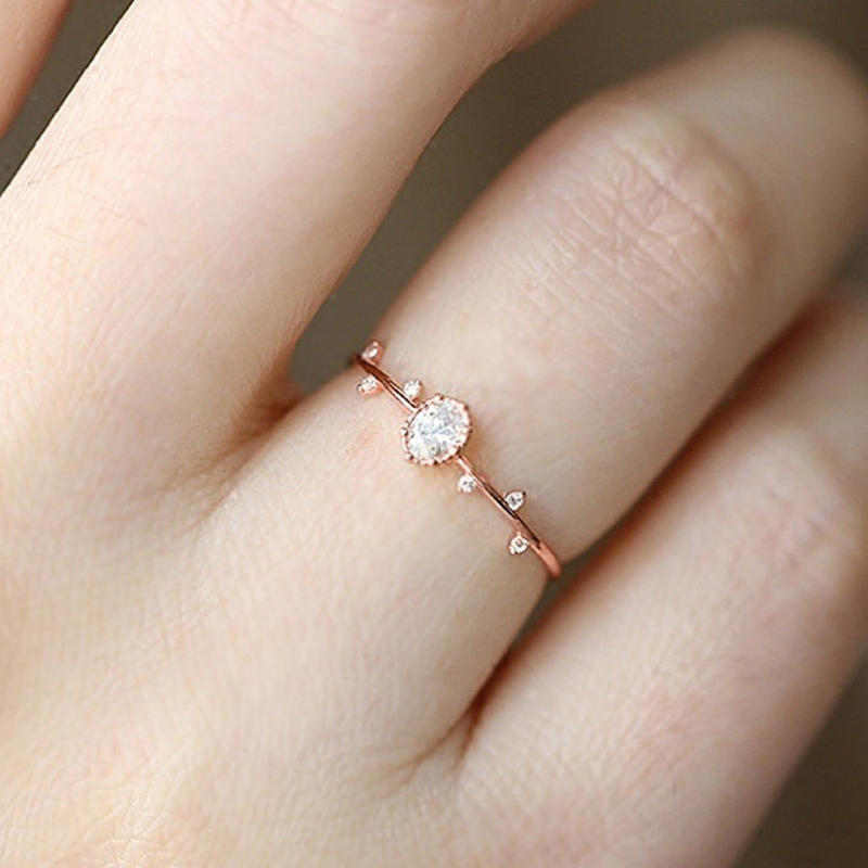 Doppel Fair Ringe Für Frauen Chic Fee Temperament Licht Gelbe Rose Gold Farbe Dünne Zweig Finger Ring Schmuck KBR115