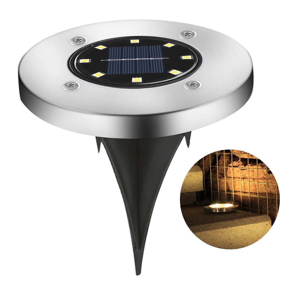 Solar Led Grond Licht Outdoor Waterdichte Tuin Pathway Decor Led Verlichting Thuis Yard Oprit Gazon Road Verlichting Ondergrondse Lamp: 8 Pcs Warm light