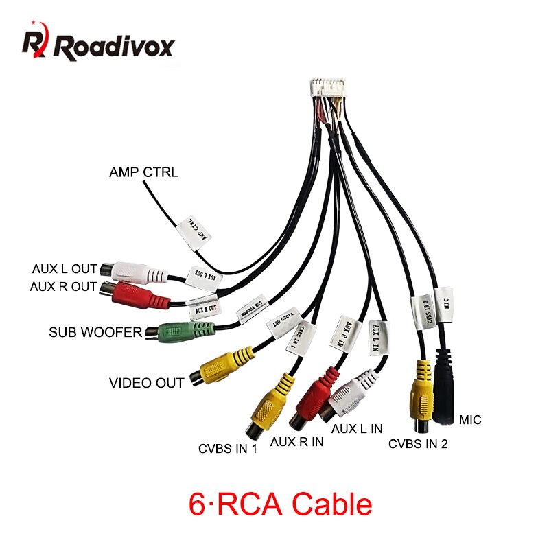 Android radio Car Accessories RCA Output Wire Aux-in subwoofer microphone Adapter 16Pin universal cable for Android radio gps