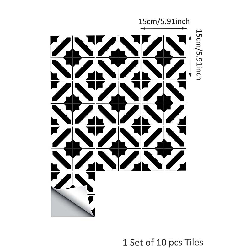10Pcs Thuis Pvc Tegels Stickers Muursticker Retro Decor Waterdichte Keuken 15*15Cm Thuis Badkamer Keuken december: 01