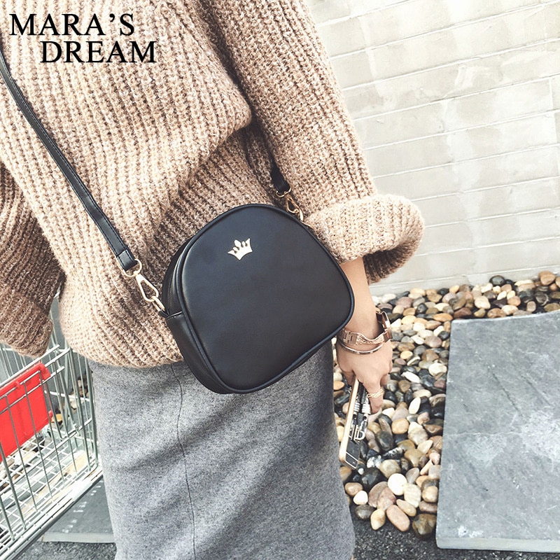 Mara's dream women messenger pu läder shoulderlady crossbody mini kvinnlig krona kvällsväskor