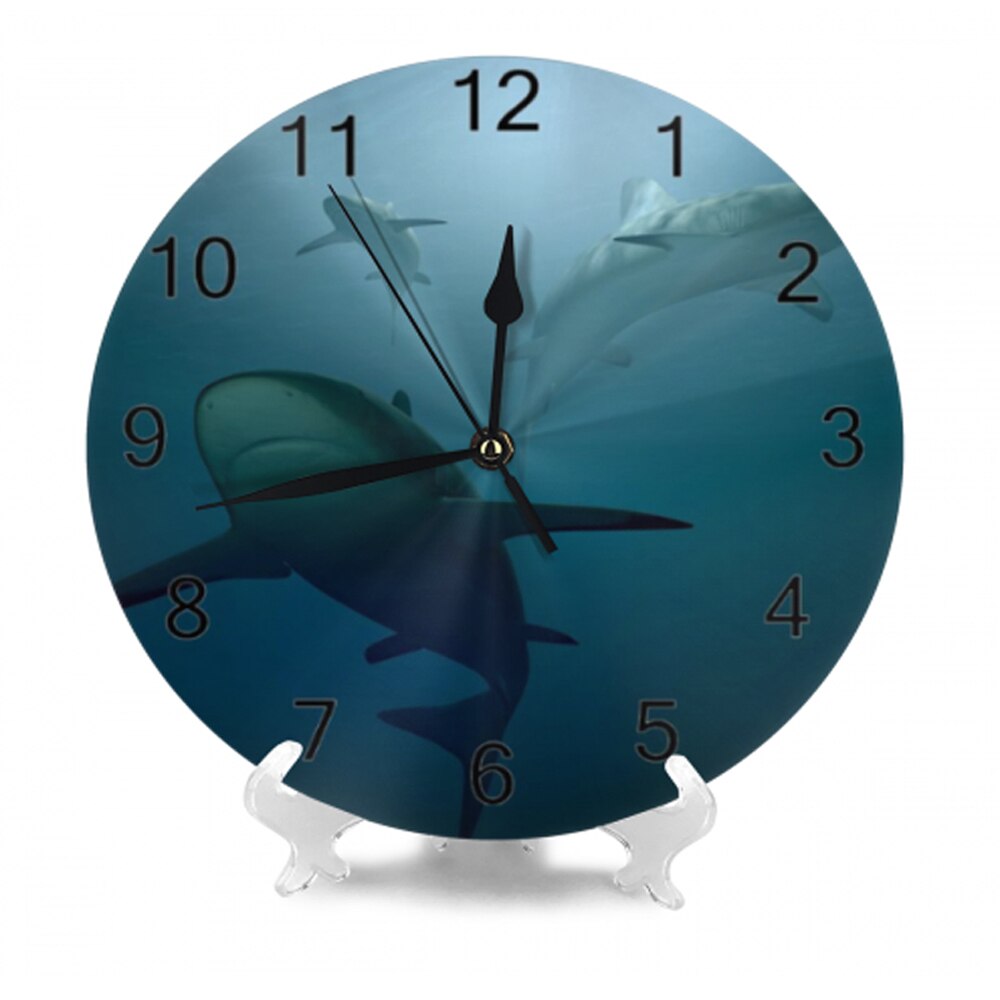 25CM Round Wall Clock Numeral Digital Dial Mute Silent Non-Ticking Marine life Battery Operated Clocks for Home Study Room