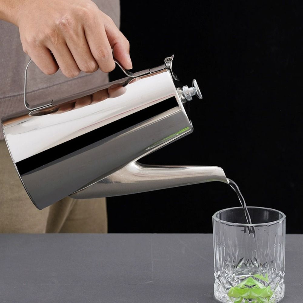 Tetera de acero inoxidable con caño largo, hervidor de agua frío de 1500/2000ml con orificio para filtro, jarra de agua plateada/dorada para restaurante
