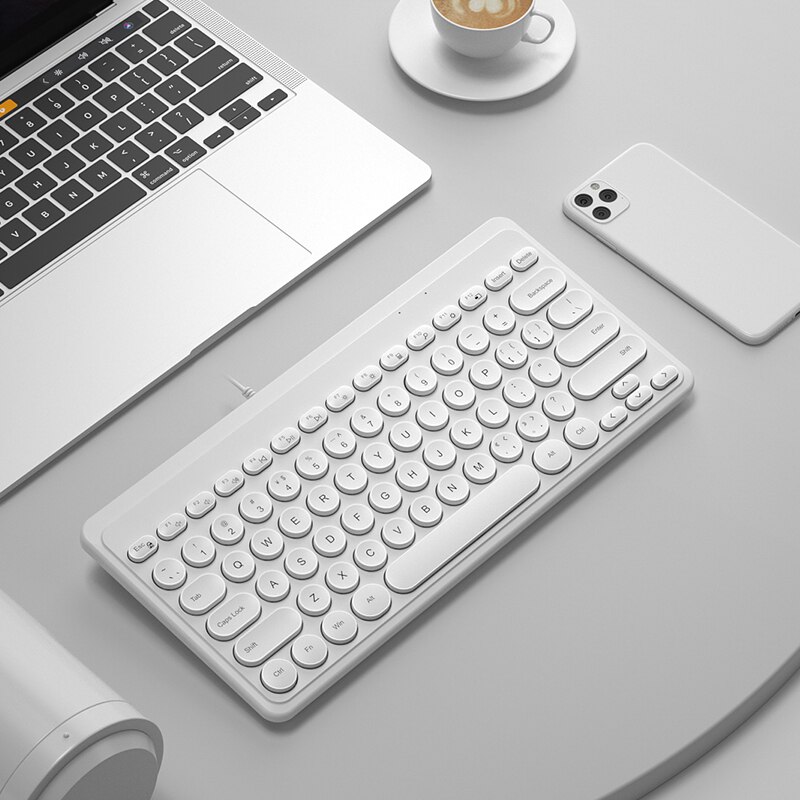 Conjunto de teclado y ratón con cable USB para Macbook, Xiaomi Mini, ratón mágico, Combo silencioso para ordenador portátil: White Keyboard