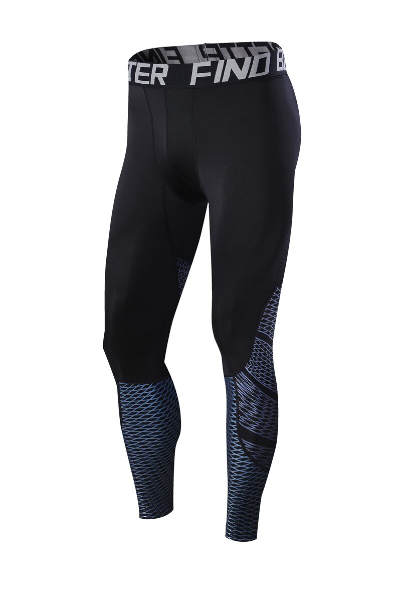 HOWE AO Men Running Tights Shorts Pants Sport Clothing Soccer Leggings Compression Fitness Football Basketball Tights: Blue / M