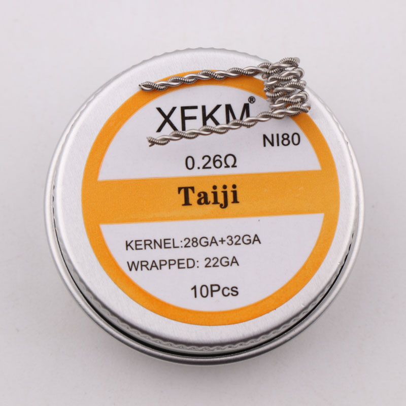 NUOVO XFKM Ni80 Sfalsati Fuso Clapton Prebuilt Colis Nichelcromo 80 Ad Alta Densità Premade Bobina RDA RTA RBA Atomizzatore Bobine di Riscaldamento: taiji-n80-10