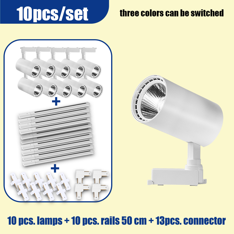 Led-railverlichtingsset, 110v rails, 3 kleuren, veranderbare plafond- en wandlampen, railspots, led-spots voor kledingwinkels