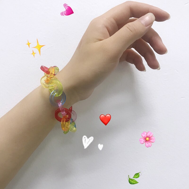 Funny Rainbow Colorful Chain Transparent Acrylic Bracelet For Women Men Bisexuals Geometric Couple Bracelet Gay Jewelry