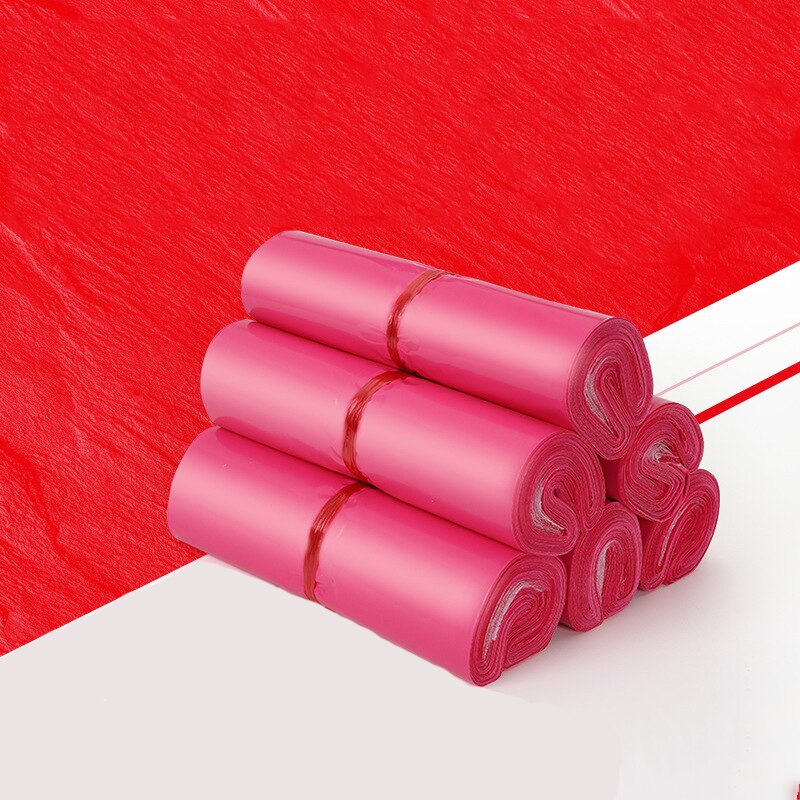 10Pcs/lot Colorful Plastic Envelope Small Packaging Bag Self Sealing Adhesive Courier Bags Waterproof Poly Mailers 17x30cm: rose red