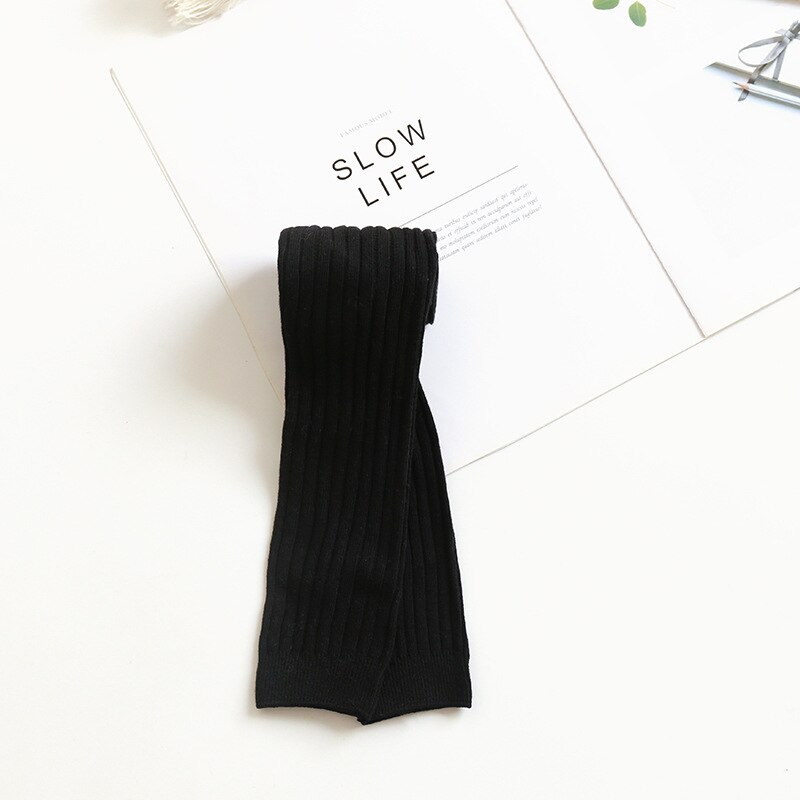 Mallas de algodón para niñas, pantalones de Color sólido, ropa de invierno para mantener el calor, absorbe el sudor, nueve puntos: black / L-3-4T