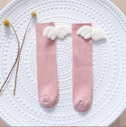 Meisje Been Sok Knie Hoge Pure Witte Vleugels Leuke Kalf Hoge Sokken Hopen Sokken Dunne Katoenen Sokken Kinderen Studenten lange Sokken: pink