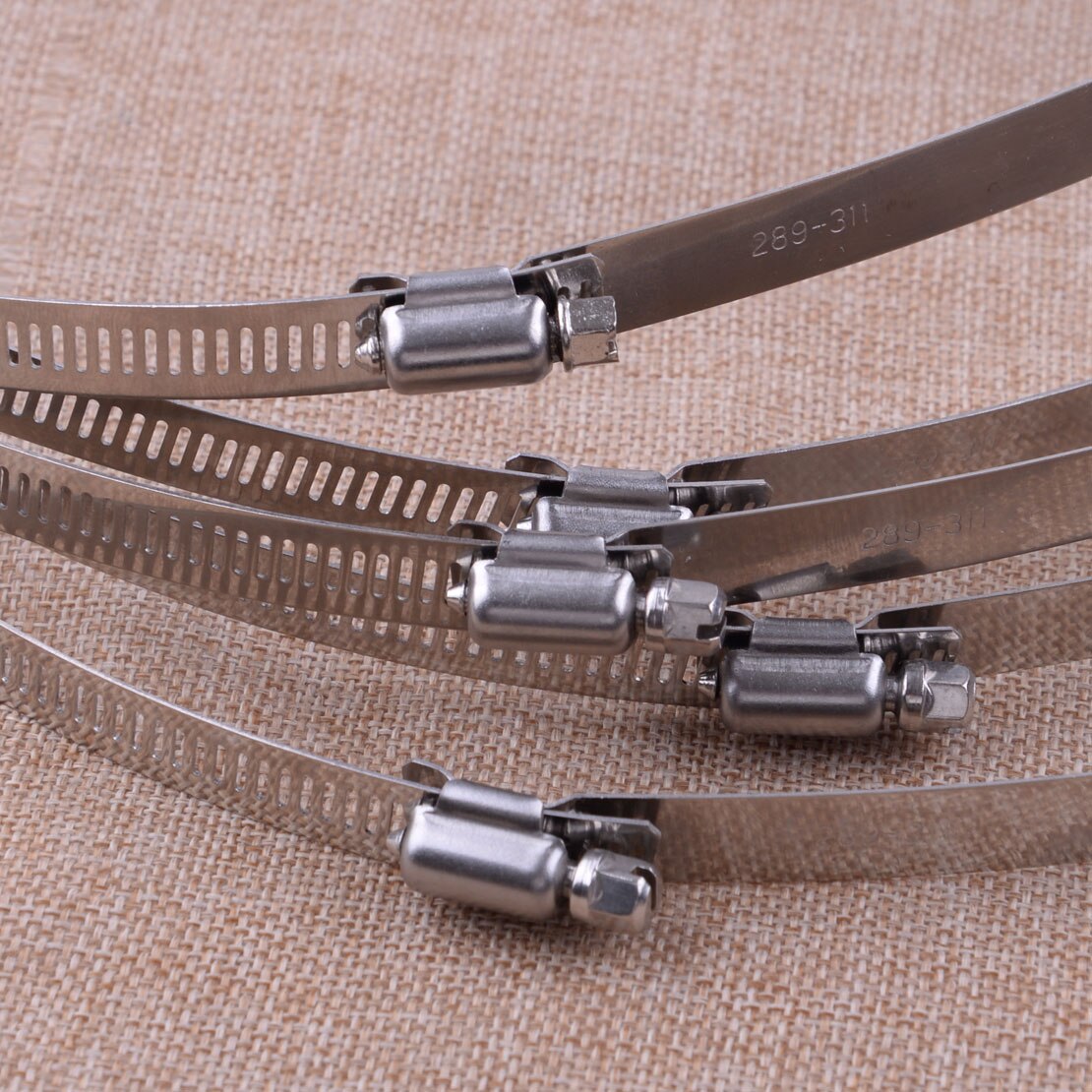 Dwcx 5 stk 12 &quot; rustfrit stål sølv bil fleksibel brændstof snekke gear slange klemmer kanal klemme klip med skruenøgle serie 289-311 biler
