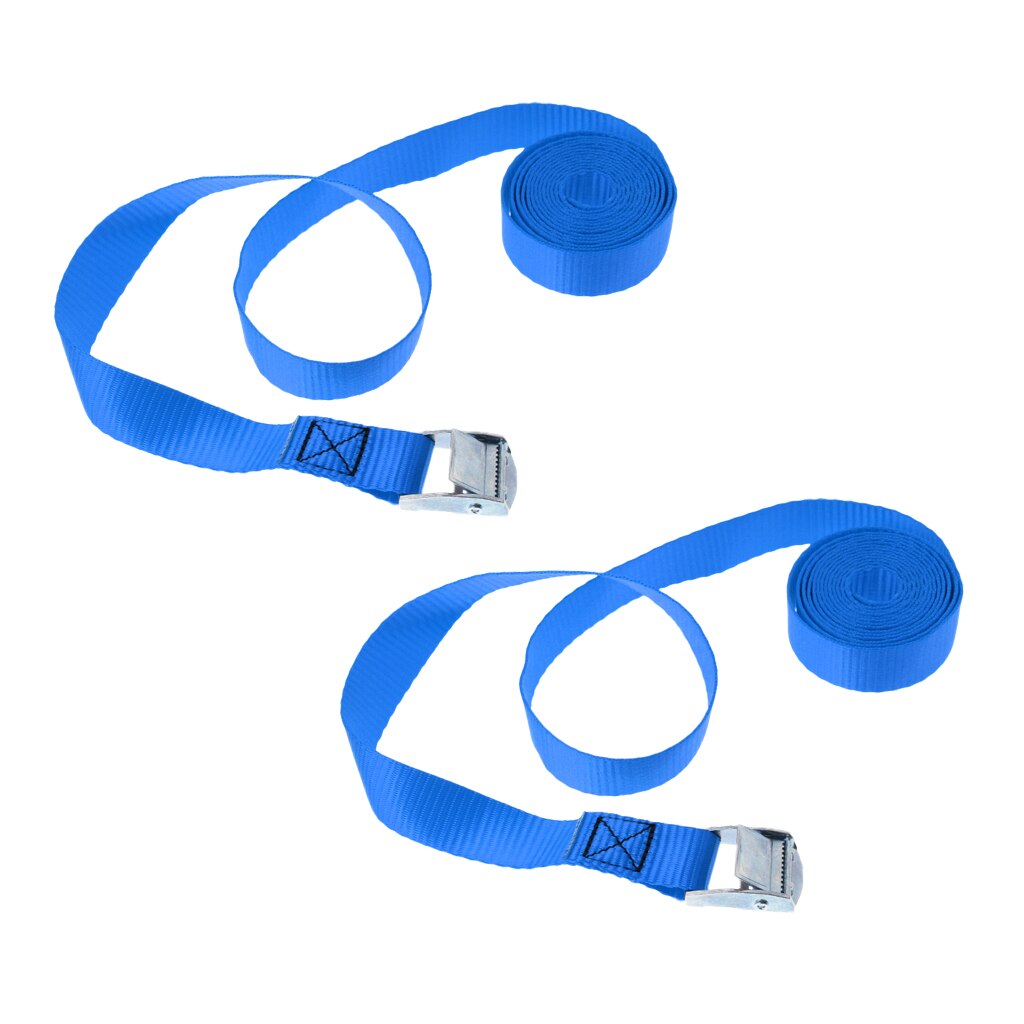 2 Pieces Kayak Cam Buckle Tie Down Straps Roof Racks Trailers 2.5m Blue