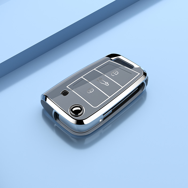 la moda placcatura d'argento edg macchina chiave Astuccio coperchio per VW Volkswagen golf 7 MK7 Tiguan MK2 Skoda Octavia Kodiaq Karoq posto a sedere Ateca Leon: bianca