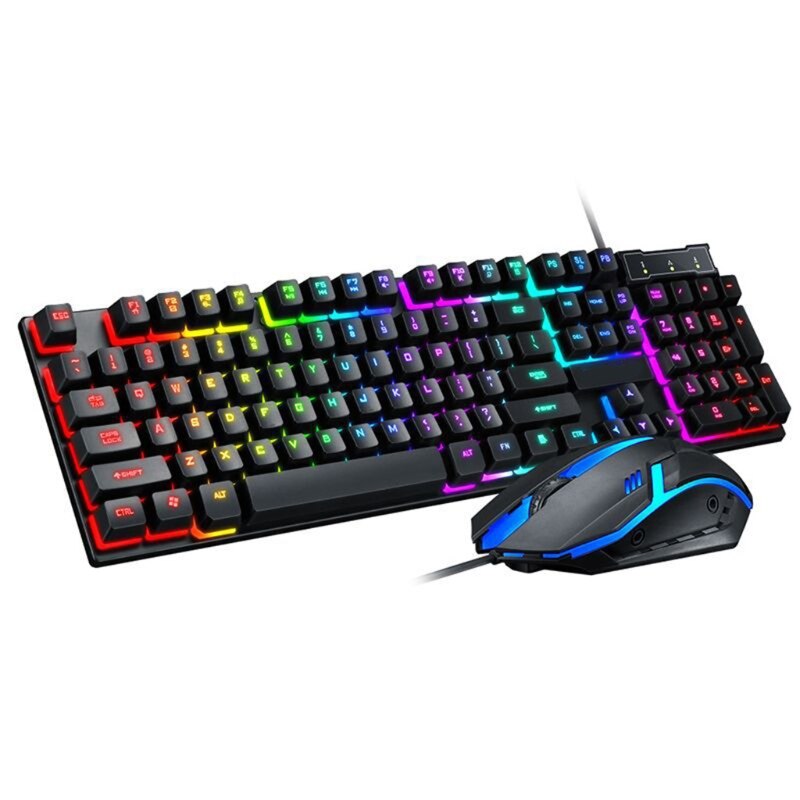 Tf200 Gaming Mechanical Keyboard Mouse Set N7MA: Black