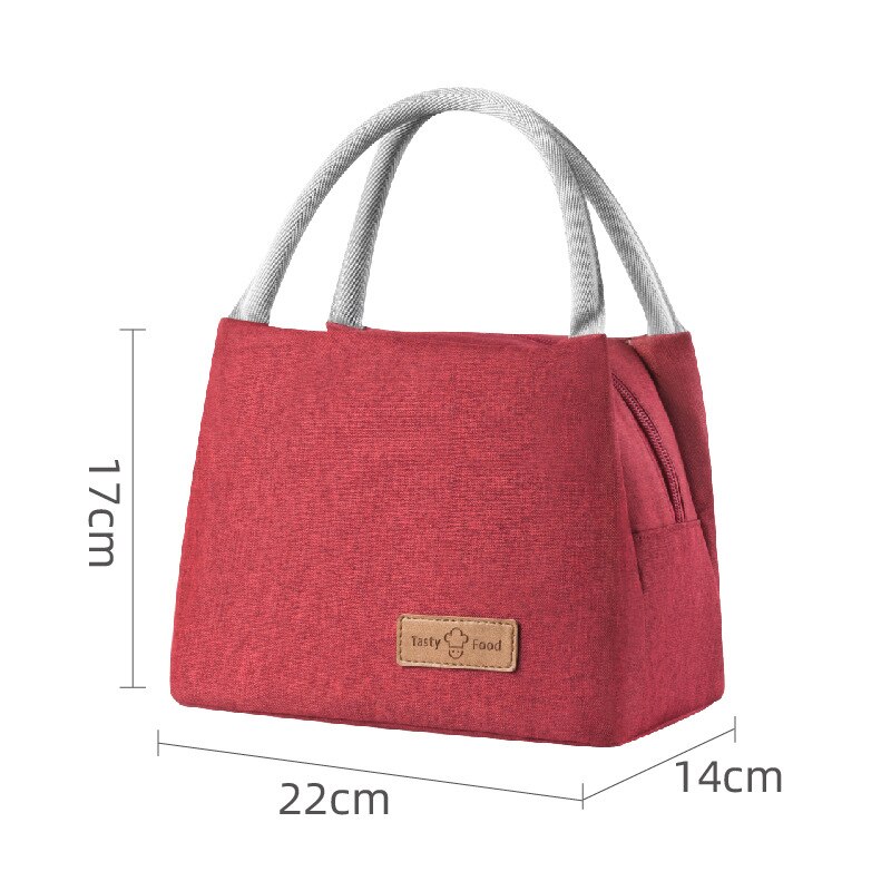 Wasserdichte Tragbare Isolierte Kühltasche Thermische Einfache Leinen Handtasche zu Arbeiten Schulter Gurt Bento Mittagessen Tasche für Lebensmittel: 22x14x17 rot