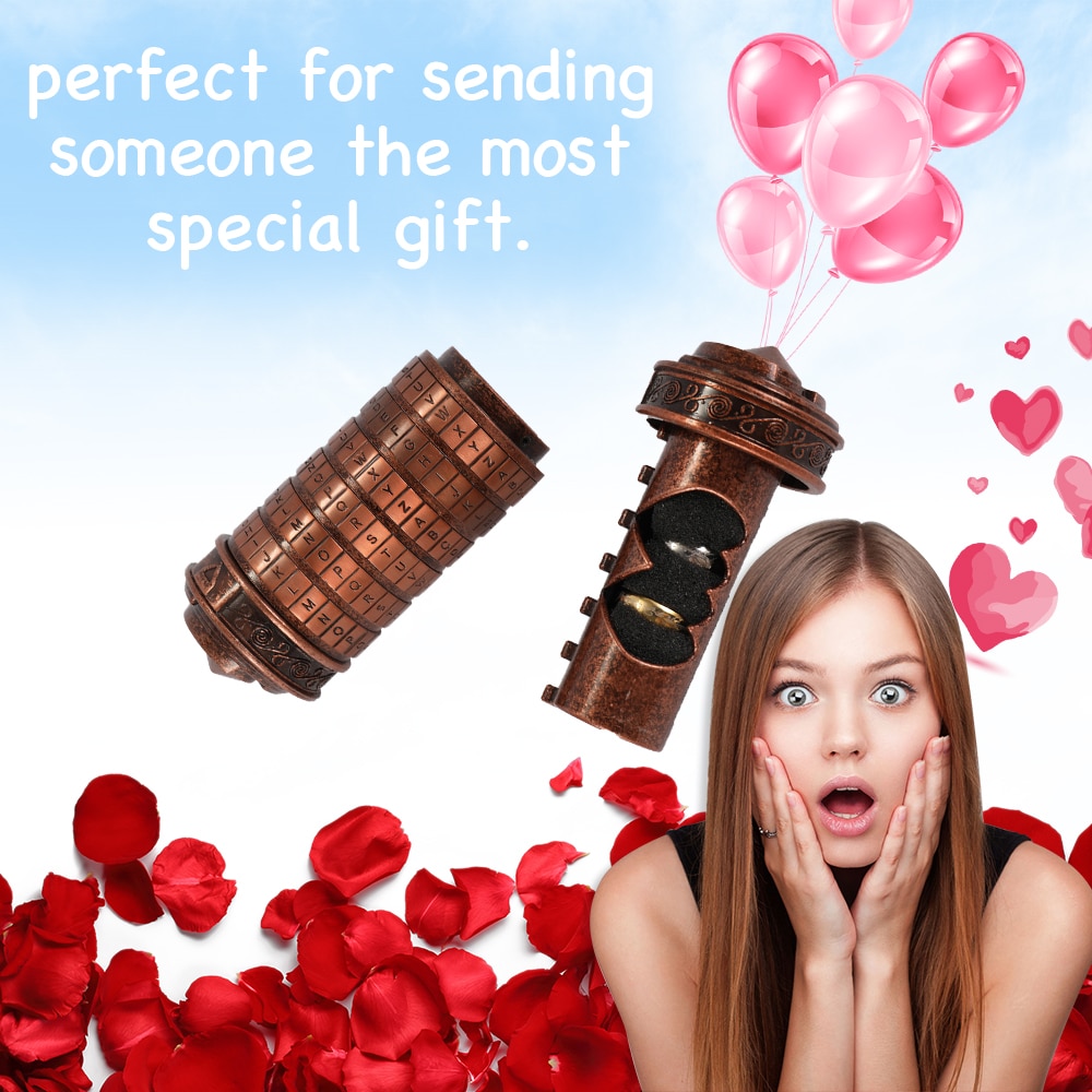 Retro Birthday Valentine Box Code Alphabet Locks for Ring Retro Cylinder Lockbox Cylindrical Lock Home Decoration