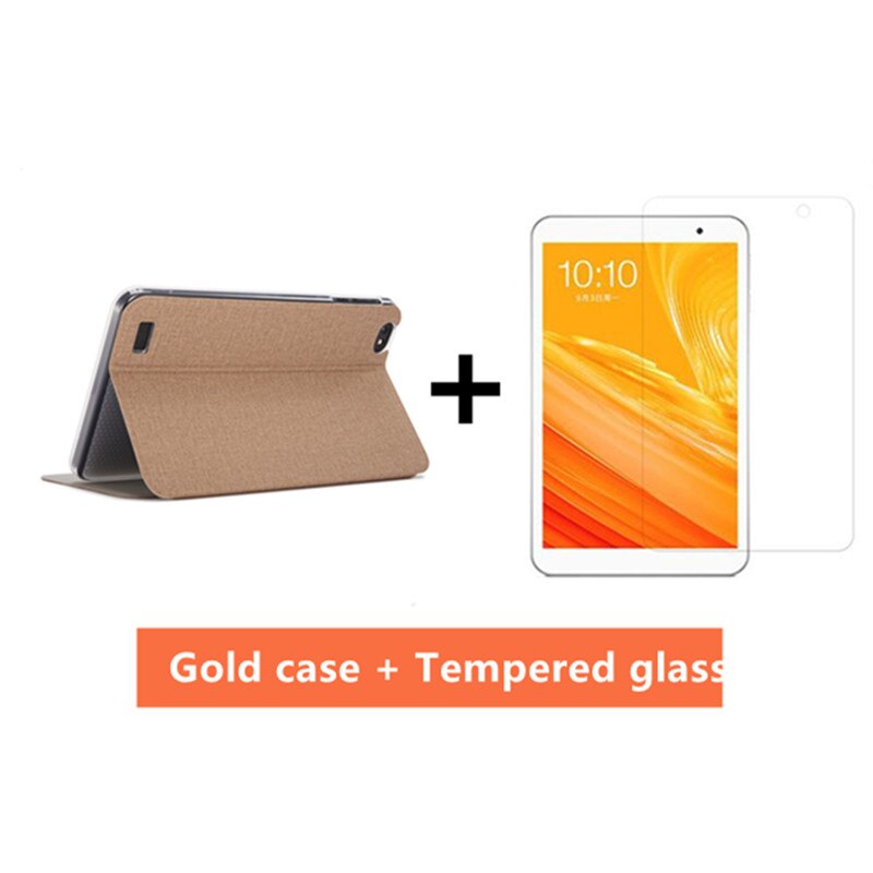 Cover Voor Teclast P80 P80H 8 Inch Tablet Pc Pu Case Cover Voor Teclast P80x 4G + gratis Stylus Pen: Gold case add glass