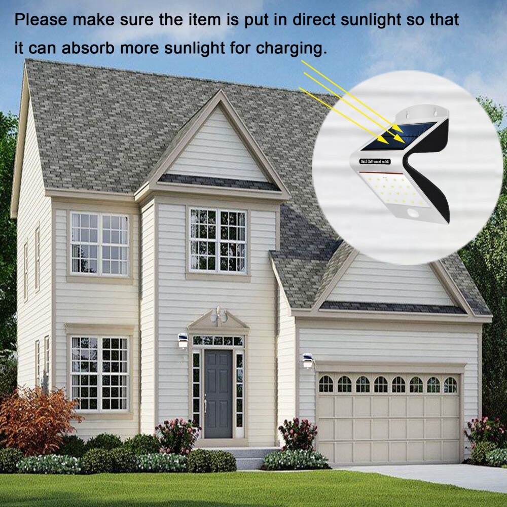 Outdoor Wall Mounted LED Light Integrated of Security PIR Motion Sensor and Solar Panel Power Supply Waterproof IP65