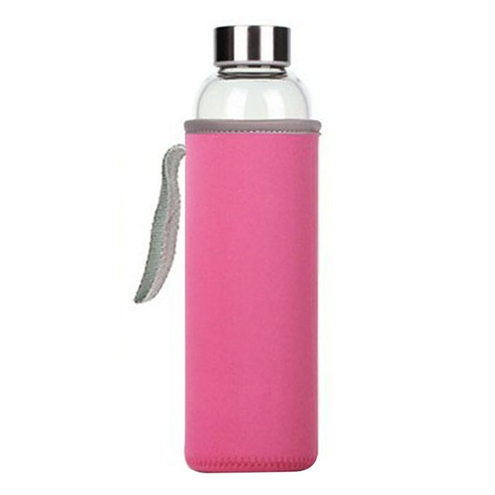 1 Set Water Fles En Beschermende Tas Reizen Office Home Glas Sport Water Met Thee Filter Zetgroep Beschermende Tas 550 Ml: pink