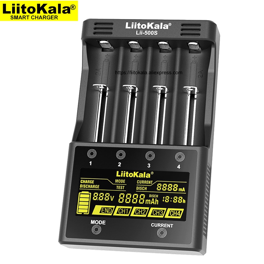 LiitoKala Lii-S6 Lii-500S Batterie chargeur 18650 Chargeur Auto-Polarité Détecter Pour 18650 26650 21700 32650 AA piles AAA