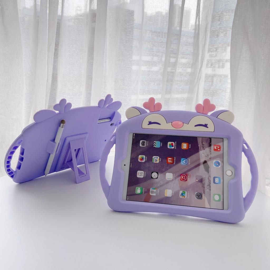 Fodral till ipad mini 4 5 1 2 3 a1454 a1455 9.7 5th 6th 10.2 7th 8th 9th generation tecknat barn silikonstativ med rem surfplatta