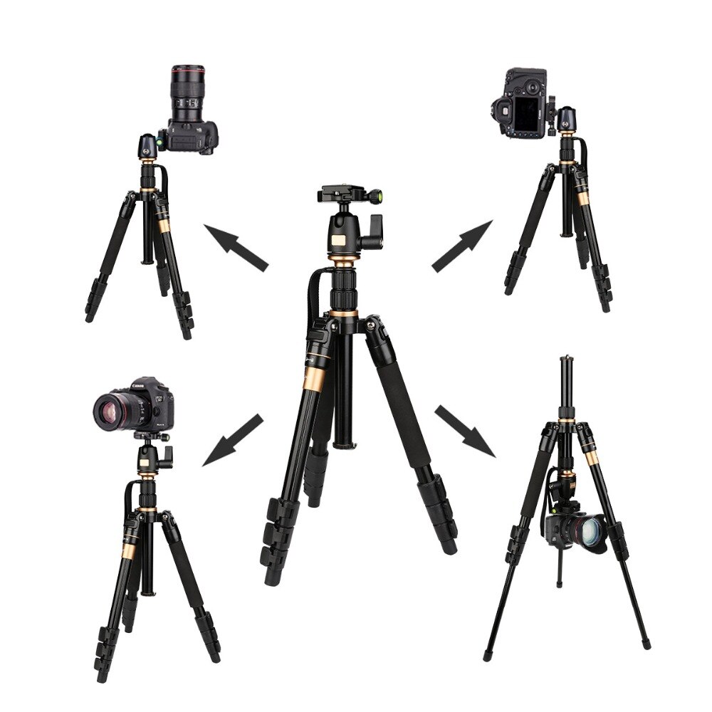 Trépied AFAITH QZSD Q555 pour appareil photo reflex numérique monopode de voyage en aluminium léger Ultra Compact avec plaque de dégagement rapide à tête sphérique