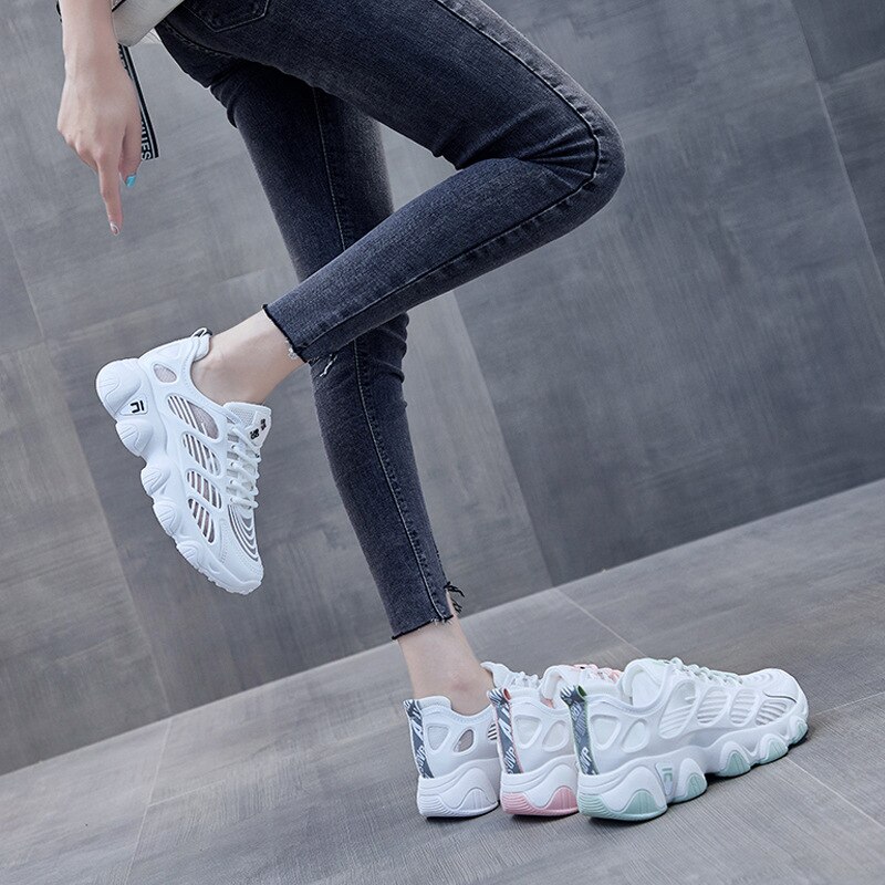Frauen Schuhe Tennis Weibliche Modis lässig Sneaker Alle-Spiel verstopft Plattform runden Zehe Halbschuhe Pelz Keil Korb