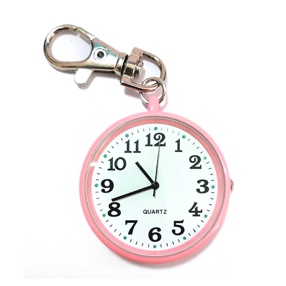 Quartz Zakhorloge Sleutelhanger Klokken Ronde Wijzerplaat Draagbare Eenvoudige Hanger Voor Vrouwen Mannen: Roze