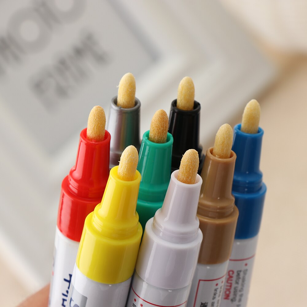 1 Pc Universele Waterdichte Pen Autoband Loopvlak CD Metalen Permanente Verf Markers 8 Kleuren Graffiti Vette Marker Pen