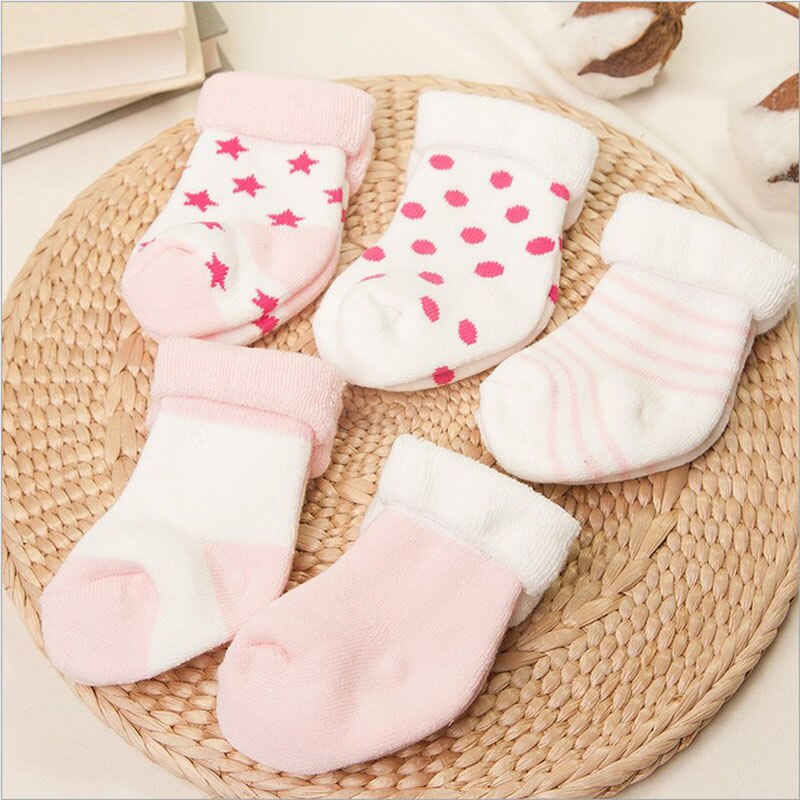5 pares/lote bebê meias de algodão de inverno infantil meias do bebê menina menino antiderrapante 0-6 meses toddle recém-nascidos meias curtas