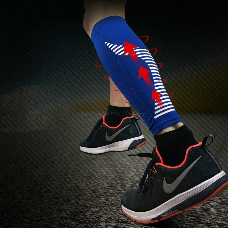 1 stks Streep Geen Slip Compressie Ademende Quick Dry Fietsen Beenwarmer Running Jogging Scheenbeschermer Kalf Protector Wandelen Brace