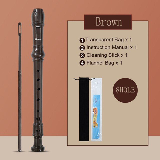 6/8 Holes Long Flute Soprano Recorder Flute Instrument For Children Educational Tool Beginner C Key Unique Sound Structure: BROWN 8 8Hole
