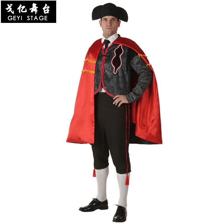 COS – Costume de chasseur de bouledogue espagnol, Costume d'halloween, journée de l'enfance, spectacle sur scène, rouge, tenue Parent-enfant: adult S