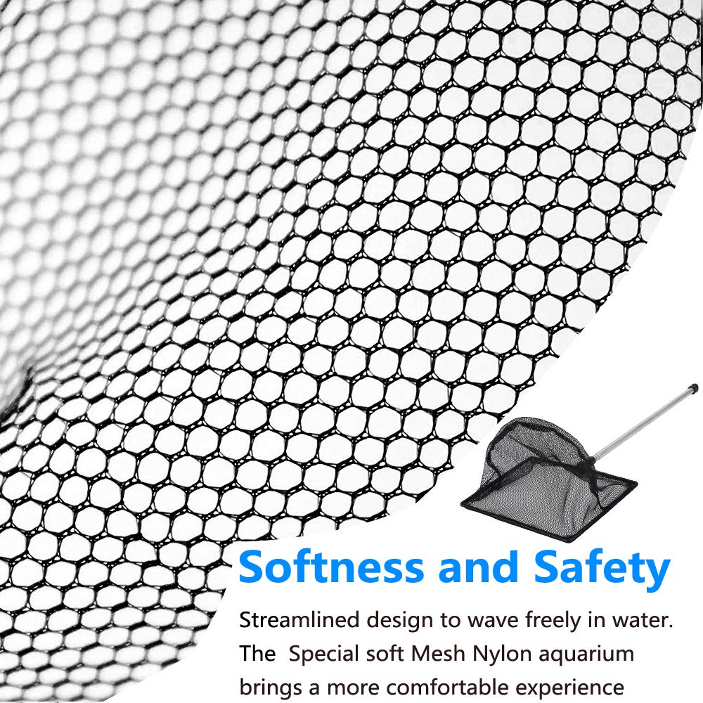3 Inch Telescopic Aquarium Net Fine Mesh Small Fishnet with Extendable Stainless Steel Handle
