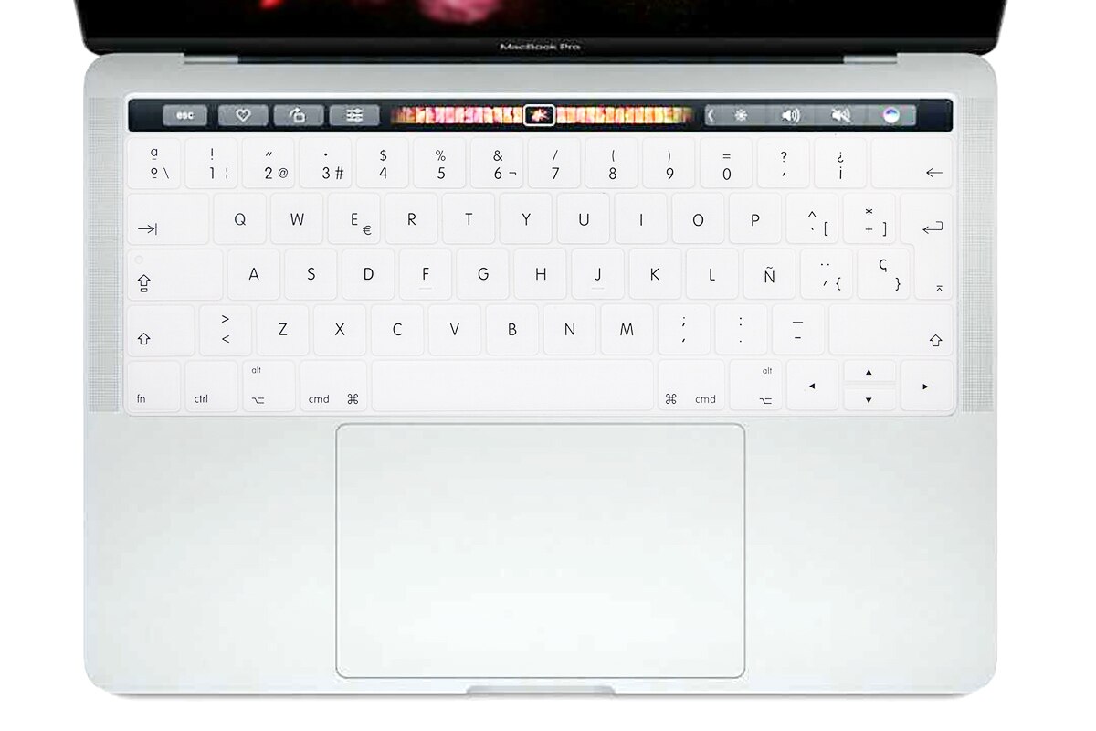 Eu Layout Spaans Cover Voor Macbook Pro 13 15 Touch Bar Eu Spaans Toetsenbord Cover A1706 A1989 a1707 A1990 Huid: EU-White