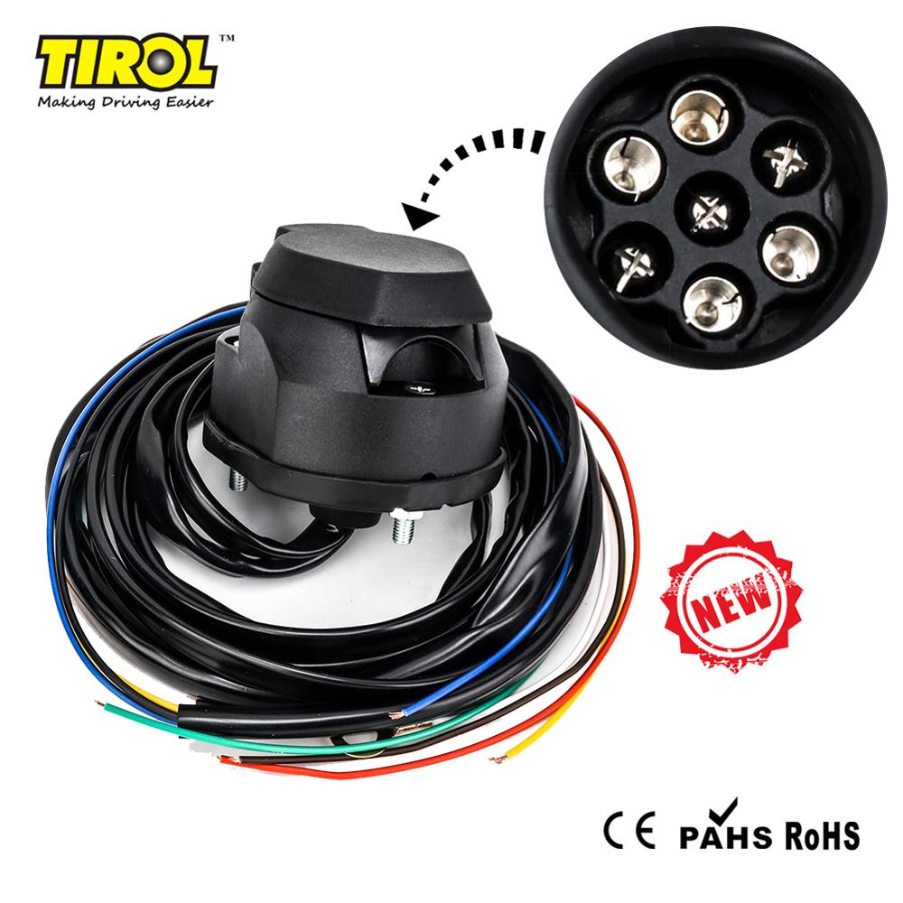 Tirol-boîte à prise de remorque à 7 broches en PVC, étanche avec câble de 1.5m, connecteur de remorque Europe 12V,
