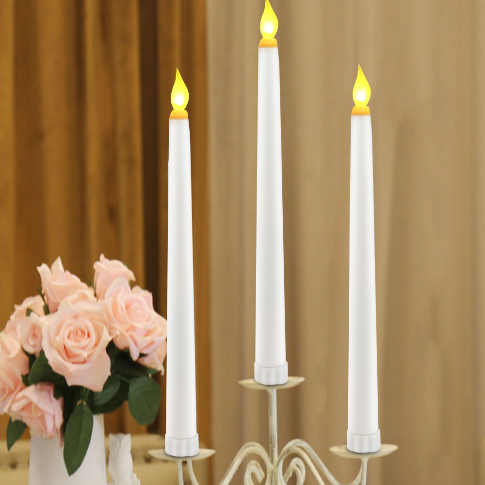 LED Candles Yellow Flickering Plastic Flameless Electric Battery Taper Candles bougie led For Dinner Wedding Party Decoration