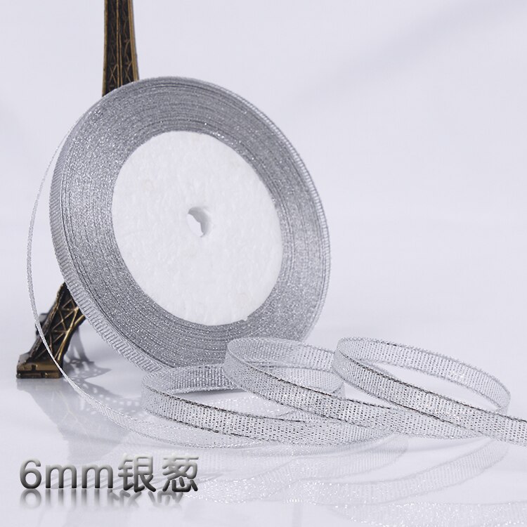 Ruban Satin licorne doré & argent 0.3-5CM | Pour emballage , ruban pailleté de décoration de mariage, pour noël halloween bricolage: onion 6mm silver