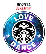 Popular Coffee Brand 30pcs/lot Acrylic Resins Cartoon Pattern Planar Resin Printed for DIY Decoration: R02514