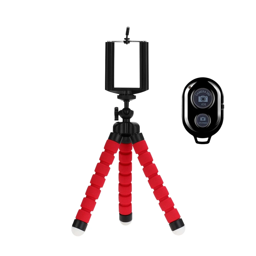 Trépied de téléphone Flexible et réglable, Mini support pour Smartphone, avec télécommande sans fil et Clip pour enregistrement vidéo/Vlogging/Selfie: Black